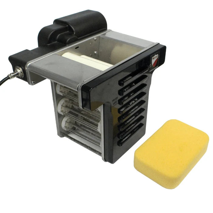 Automatic grout cleaner with sponge and stainless steel rollers