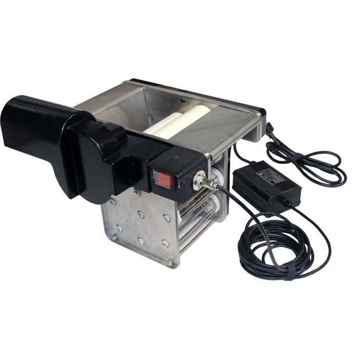 Rear view of automatic grout cleaning machine with power cord