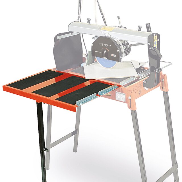 Battipav VIP 260 tile saw shown with optional extension side bench