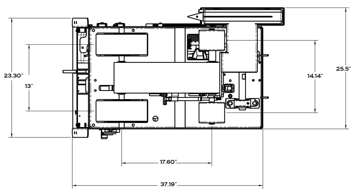 Technical blueprint diagram of Core Cut CC190 concrete saw