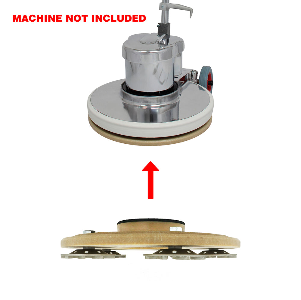 Diamond concrete grinding plate mounting to swing machine floor buffer - machine not included