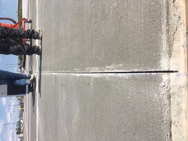 Core Cut CC190 Pro concrete saw demonstration on fresh concrete