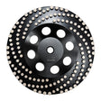 Black 7-inch Dot Cup Wheel with round diamond grinding segments and center ventilation holes