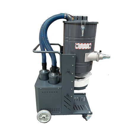 ASL Machines USA 110V 3-Motor Dust Extractor with blue hose and wheeled cart