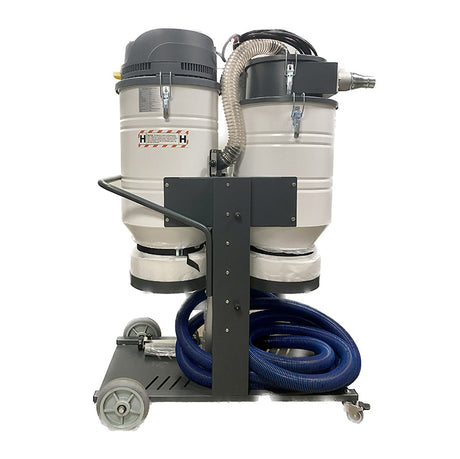 ASL Machines USA Pre-Separator Vacuum 110V with dual canisters and blue hose on wheeled cart