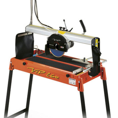 Front view of the Battipav VIP 260 radial tile saw with folding legs