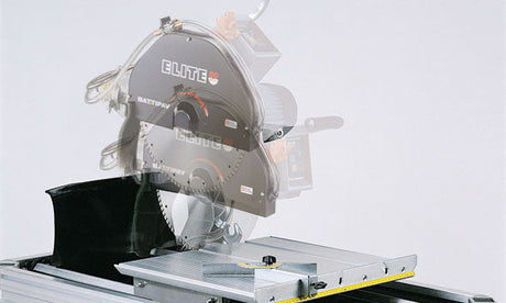ELITE 80S masonry saw side angle showing motor and splash guard