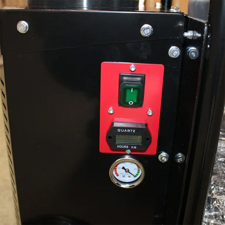 F18 dust extractor control panel with power switch, hour meter and dial gauge