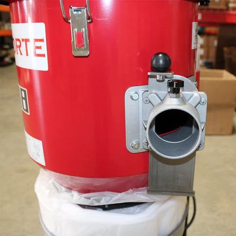 Close-up of the F18 dust extractor suction inlet and bag collection area