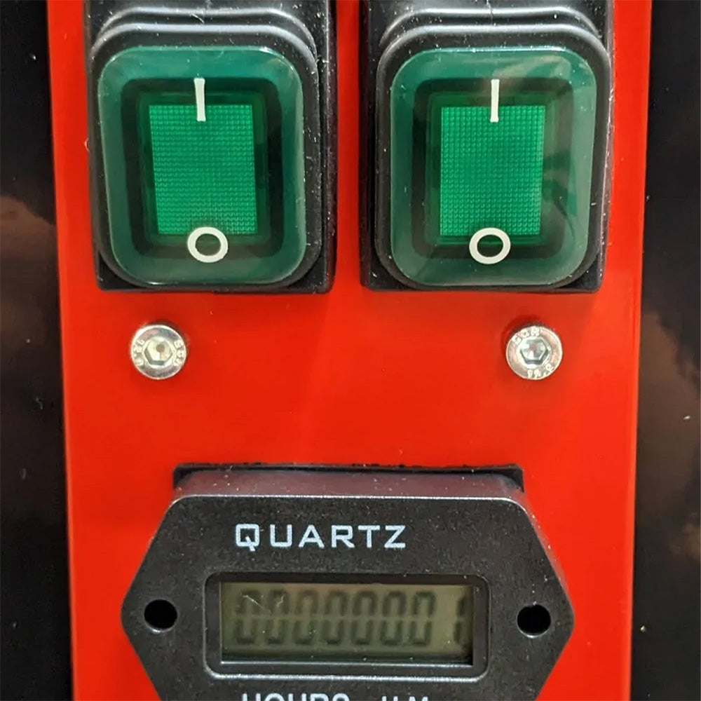 F26 dust extractor control panel with two motor switches and hour meter