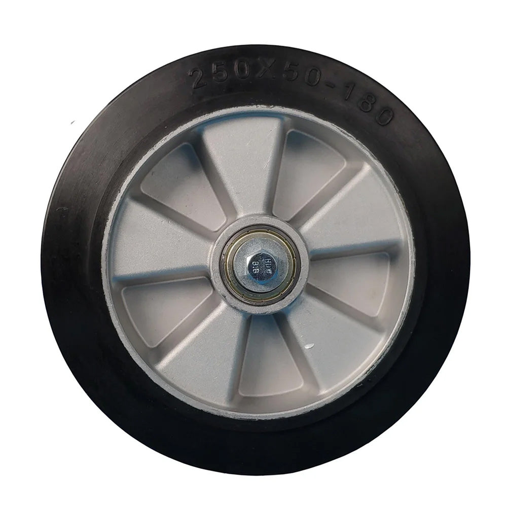 Close-up of the F26 dust extractor rear wheel and axle bolt