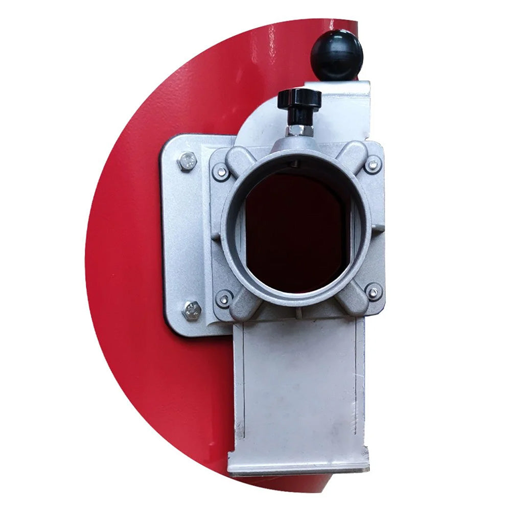 Close-up of the F26 dust extractor suction inlet and sliding gate