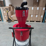 Rear view of the Forte FP01 dust pre-separator showing the lid, outlet elbow and handle.