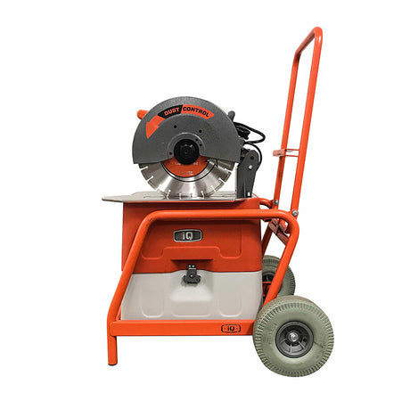 iQ Power Tools iQ360XT 14 inch dry cut masonry saw side view with integrated dust control