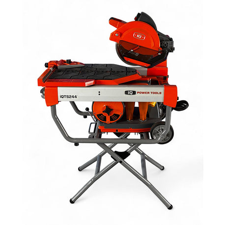 iQ Power Tools iQTS244 10 inch dry cut tile saw side view with X-Stand