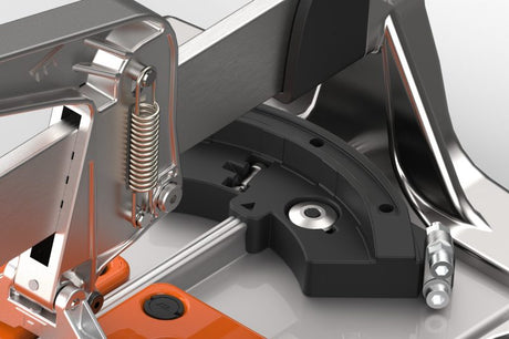 PROFI 163 EVO breaking mechanism with spring and pivot close-up